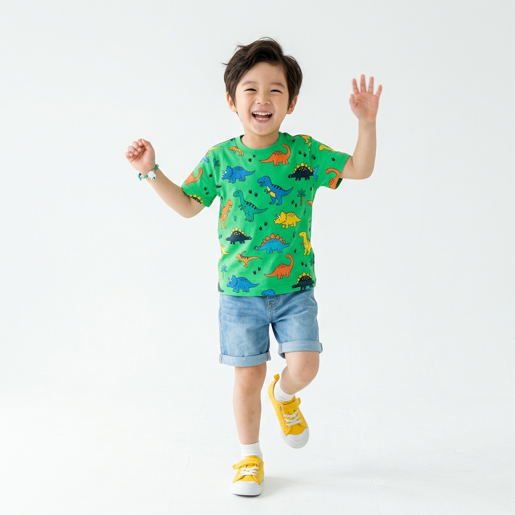 공룡 프린트 티셔츠