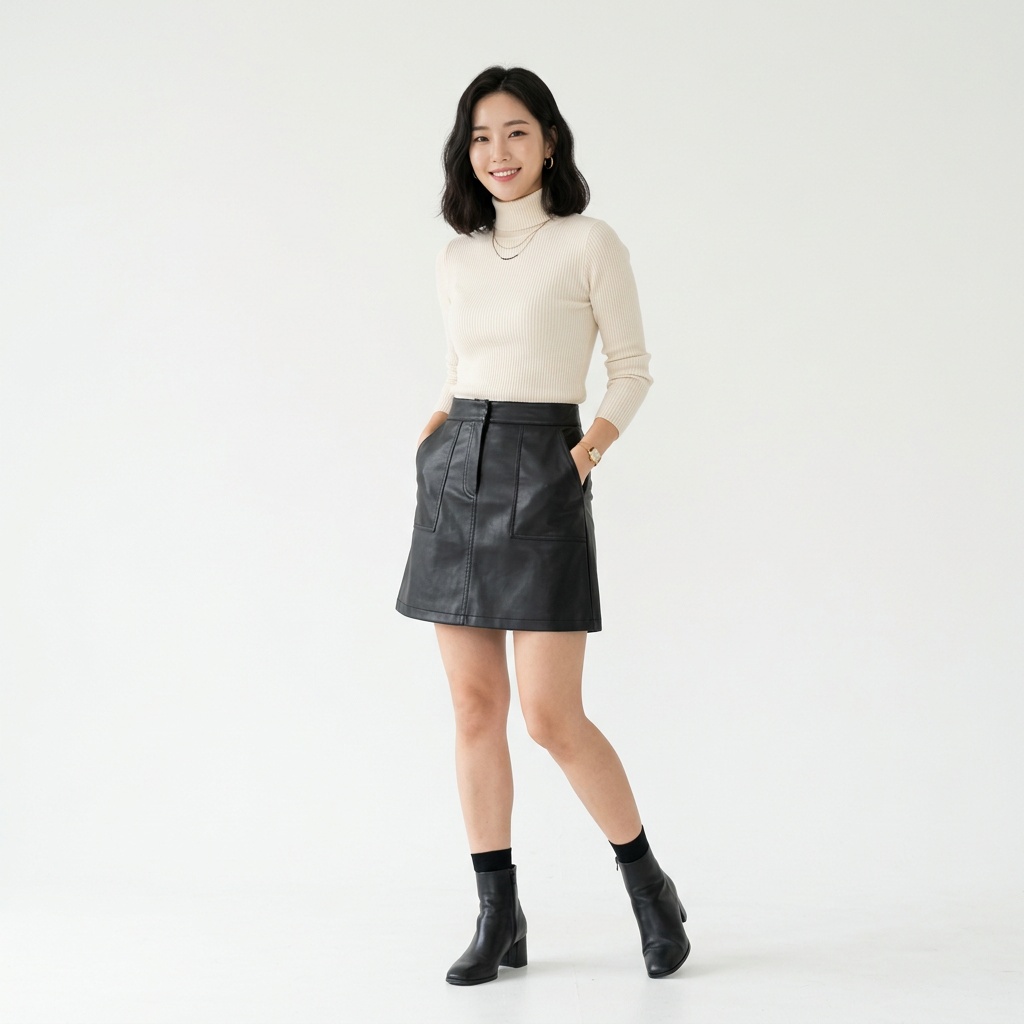 레더 A라인 스커트